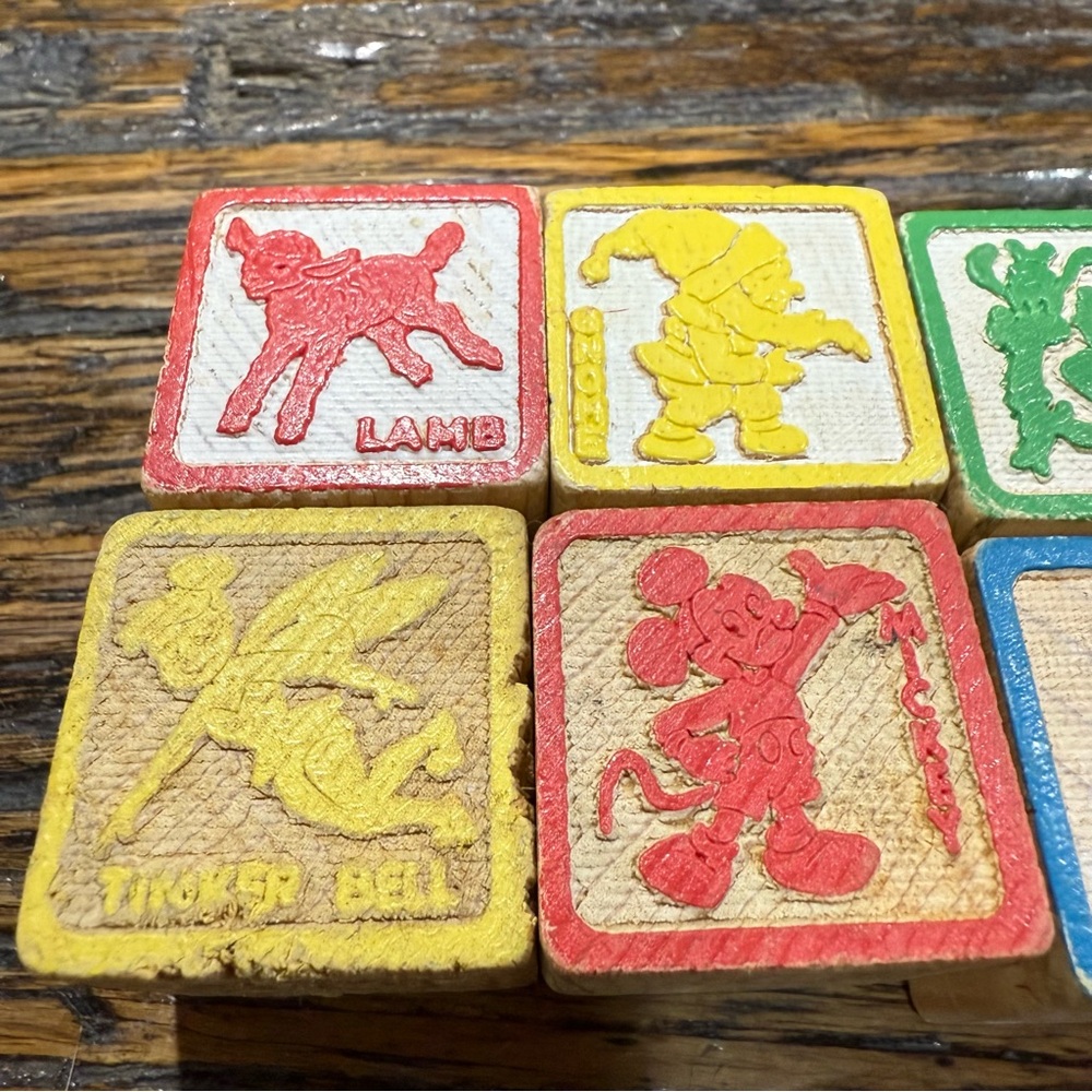 Disney Colorful Wooden Alphabet Blocks for Kids Lot of 10 Disneyland Collectible - Picture 2 of 8